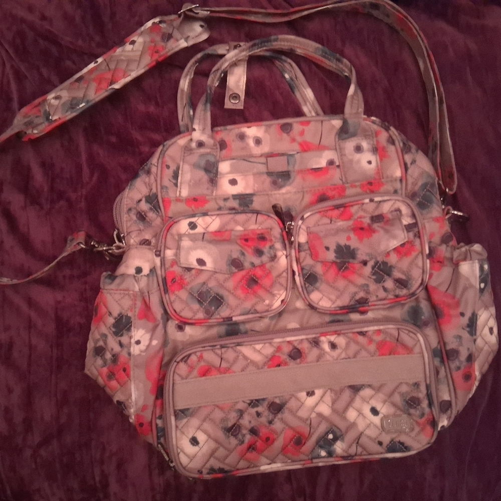 Lug Mini Puddle Jumper Travel Bag  Floral Shoulder Strap Handles